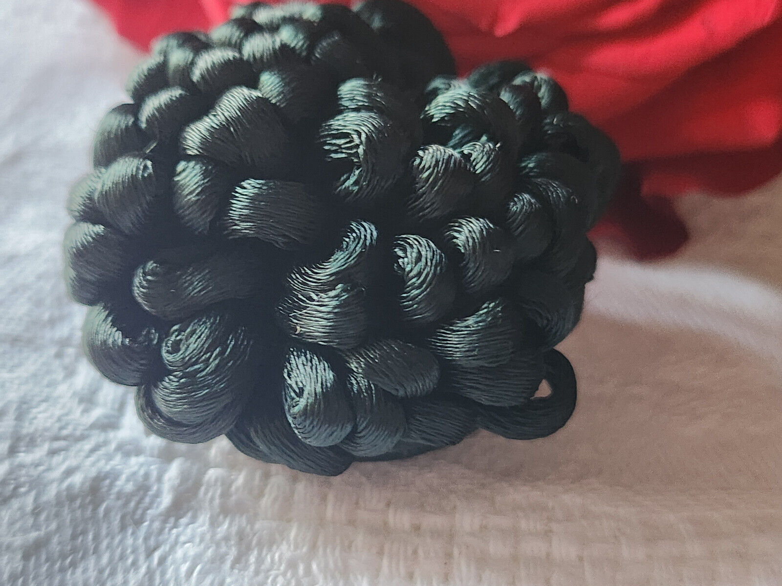 Haute couture gros bouton ancien soie passementerie vert 4 cm XXL G17P