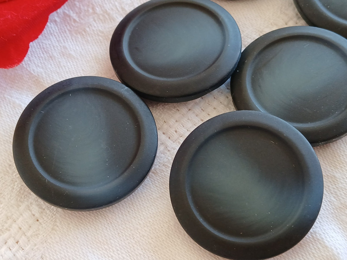 Lot 6 énormes boutons vintage bleu mat  XXL à pied 3,3 cm 33 mm ref 6476