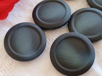 Lot 6 énormes boutons vintage bleu mat  XXL à pied 3,3 cm 33 mm ref 6476