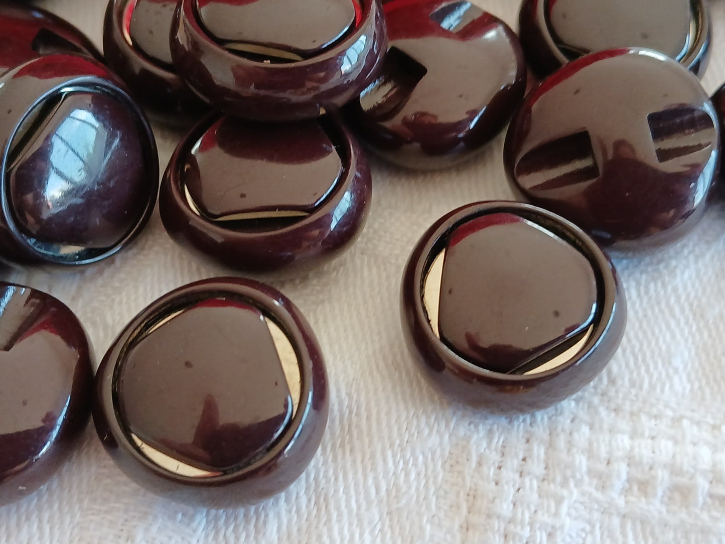 Lot 6 boutons vintage marron métal argenté 1,7 cm pied 17 mm  ref 6491