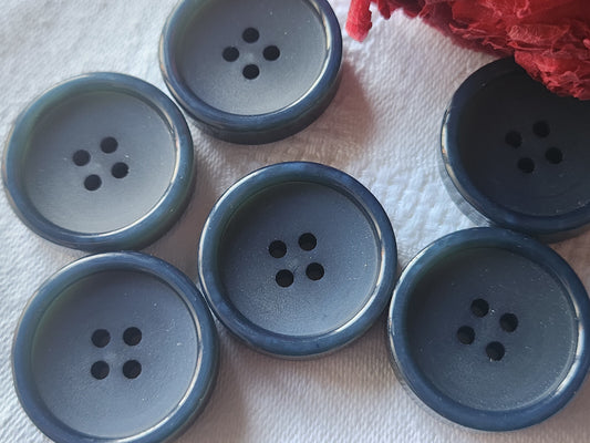 Lot 6 gros boutons vintage bleu 2,7 cm trous ref 4509