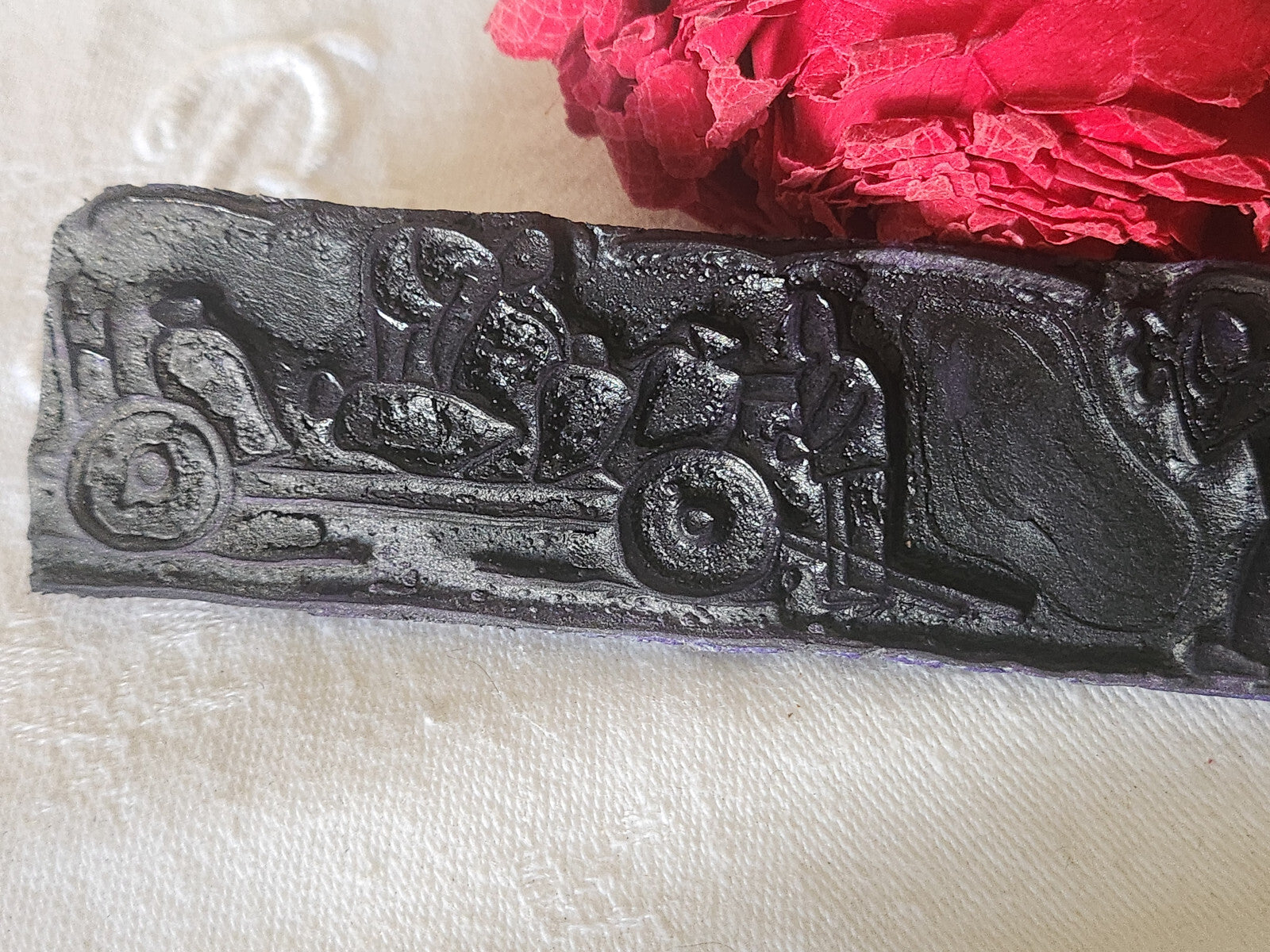 Tampon ancien sans support frise broderie collection travaux aux champs  n°22