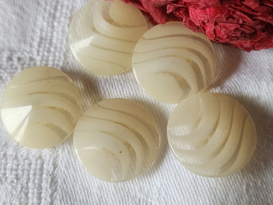 Lot 5  boutons vintage creme vague à pied transparent 2,2 cm ref 1169