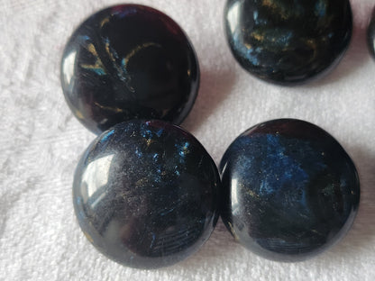Lot 6  jolis boutons vintage bleu moucheté à pied 2,2 cm ref 1727