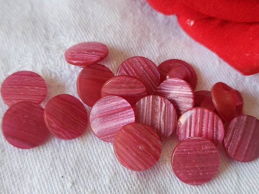 Lot 15 boutons vintage rose reflet nacré petits pied 1,1 cm ref 449