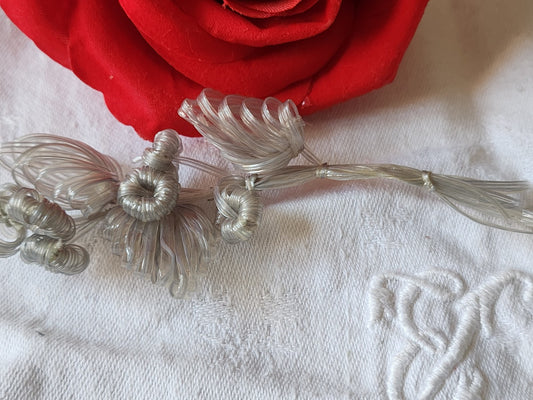 Petit bouquet ancien gris  original fait main modiste chapeau vintage T0-27