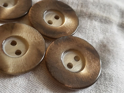 Lot 5 gros boutons vintage pourtour nacré marron  gros  2,7 cm ref 2424