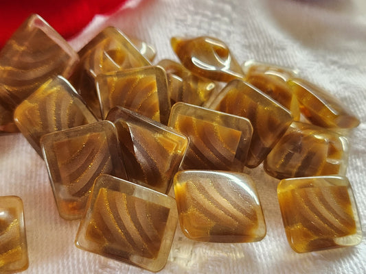 Lot 10 boutons vintage marron inclusion 1,2  sur 1,4 cm ref 2081
