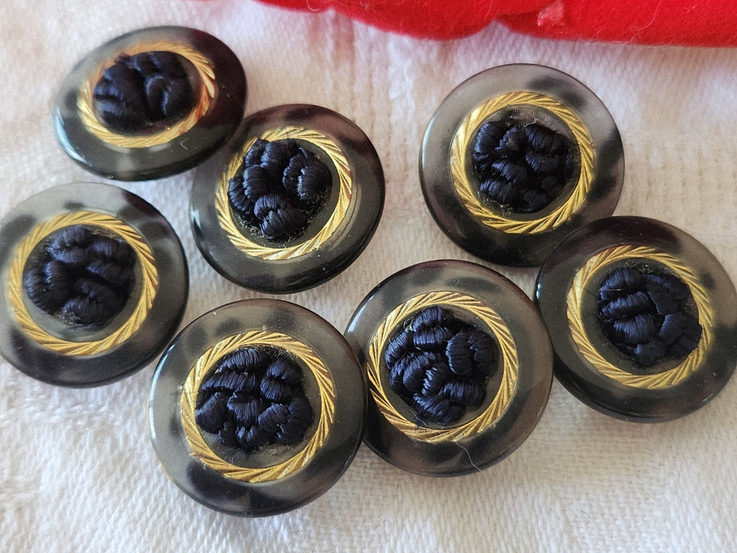 lot 6  boutons vintage coeur passementerie bleu à  pied 1,8 cm ref 3850
