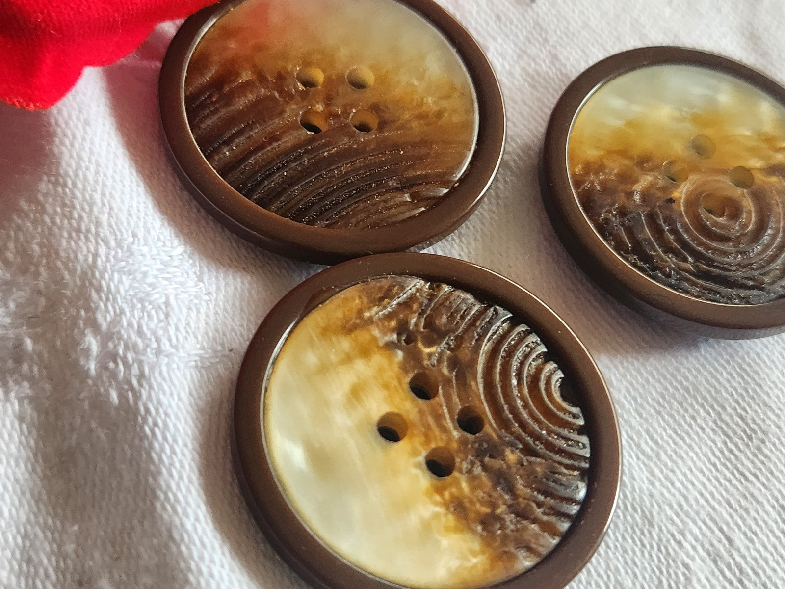 Trio gros boutons vintage marron xxl 3,3 cm beaux ref 2865
