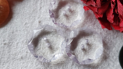 Trio épais boutons vintage violet transparent nuage trou  2,2 cm ref 2902