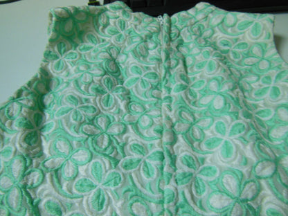 Pur vintage robe longue année 60 style mousseline motif vert T36 Ref PORT