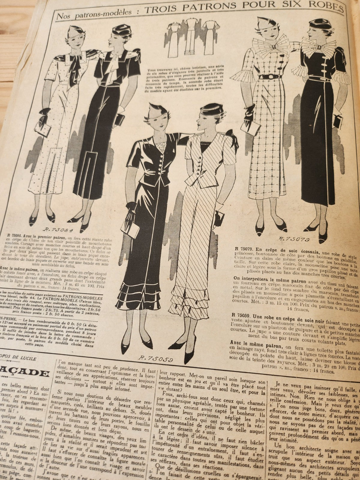 La mode française journal avril 1935 n°16 patrons conseils coupe Pâques