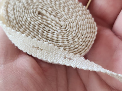 Dentelle ancienne coton ajourée 2 mètres 05 sur 0,9 cm fait main T1-23