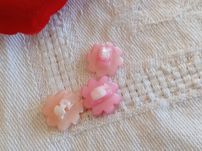 Collection Trio boutons vintage en nacre  pied 1,2 cm rose spirale D16A