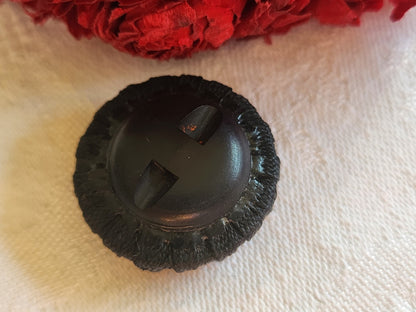 Gros bouton  ancien  passementerie perle en verre  pied 2,6 cm D7F