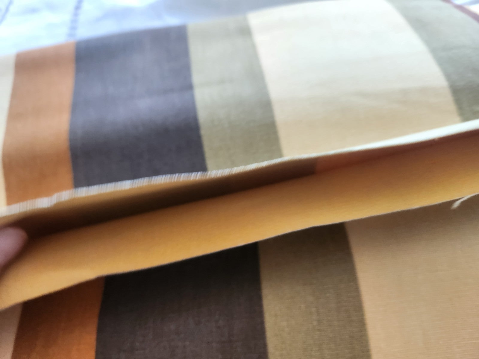 Ancien coupon de toile à transat? étroit long  236 cm sur 34 cm raide marron B8