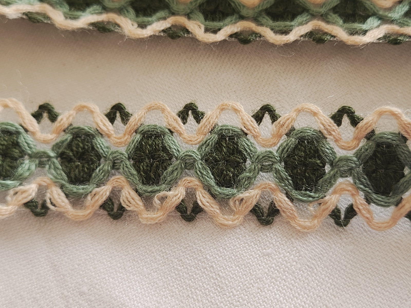 Galon vintage vert beige 2 m 20 sur 2,4 cm A5