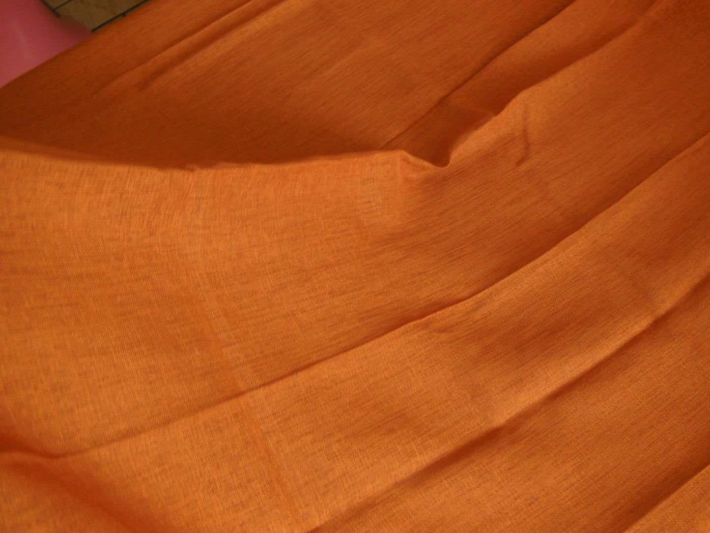 Coupon tissu trame apparente orange brulé rouille 1 m07  sur  87 cm