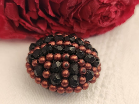 Bouton vintage  métal torsade perle main bijoux parurier 2,5 cm G5C