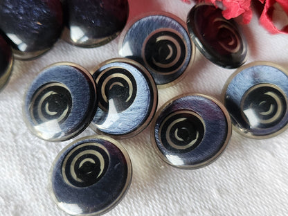 Lot 12  boutons vintage bleu scintillant  2  series pied 1,6 cm ref 6055