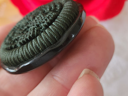 collection énorme bouton vintage vert passementerie pied plat 4 cm ref 5992