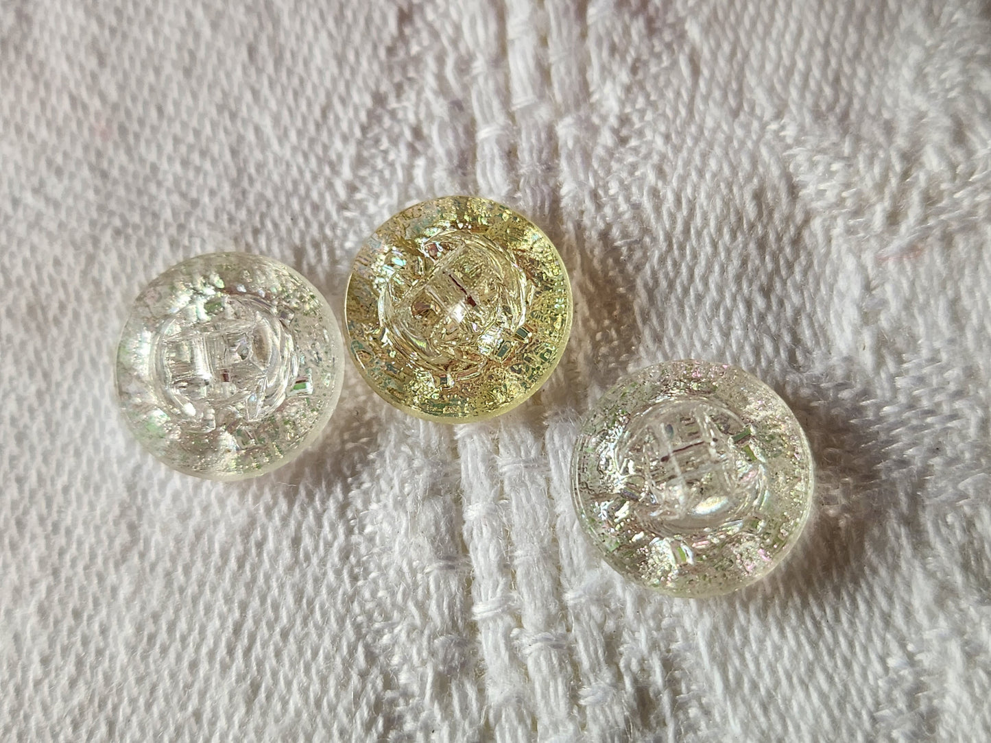 Trio mini boutons anciens en verre 1,1 cm mordoré  G10A