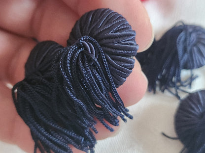 Lot 6 boutons anciens vintage passementerie bleu pendant 2,5 cm ref 6401
