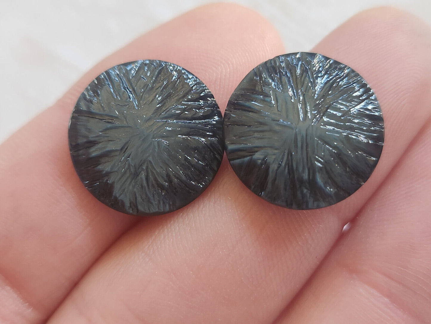 Lot 10 boutons vintage gris bleuté texturé pied 1,7 cm ref 372