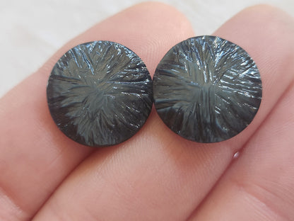 Lot 10 boutons vintage gris bleuté texturé pied 1,7 cm ref 372