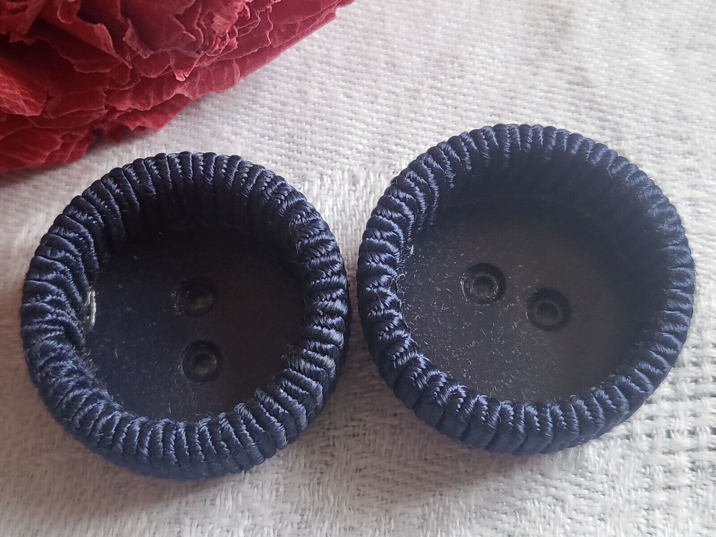 Duo gros boutons passementerie vintage  bleu haut 2,7 cm  ref 4489