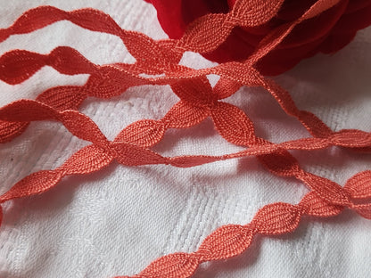 Dentelle galon vintage orange  coton 3 métres sur 1 cm A1
