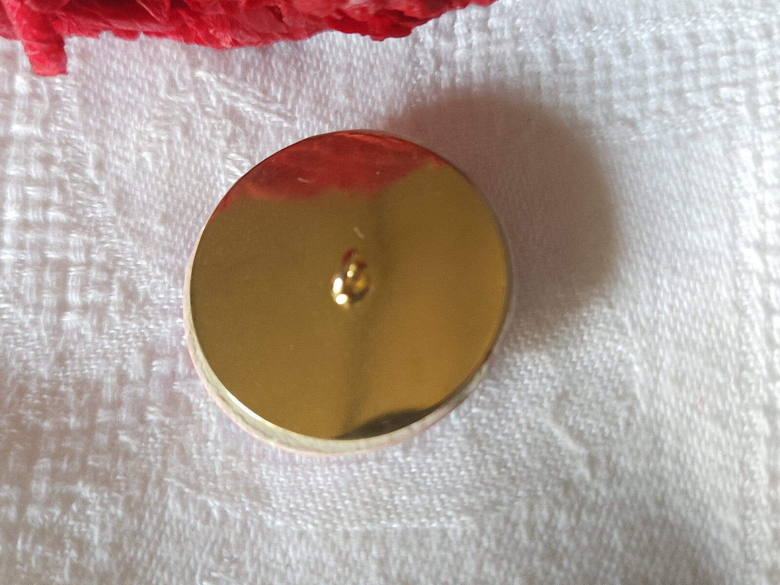 Collection bouton ancien Ceramique rose pied metal parurier 2,8 cm G18f