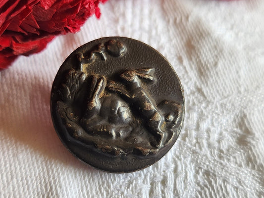 Gros bouton anciens de chasse venerie lapins 2,5 cm G19A