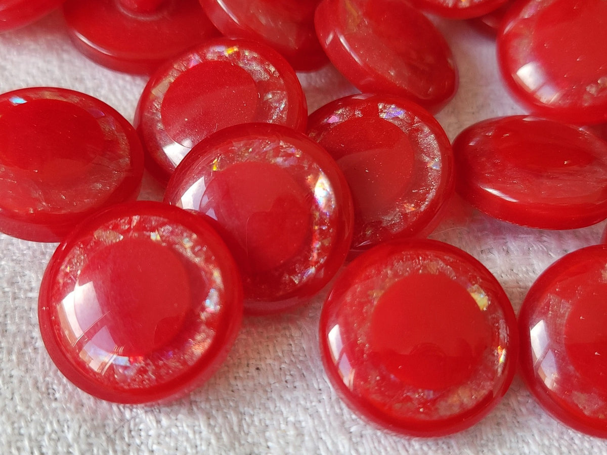 Lot 12 boutons vintage inclusion mordoré pied 1,7 cm ref 6557