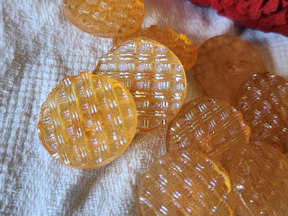Lot 6 boutons vintage orange irisé à pied  2,2 cm ref 5461