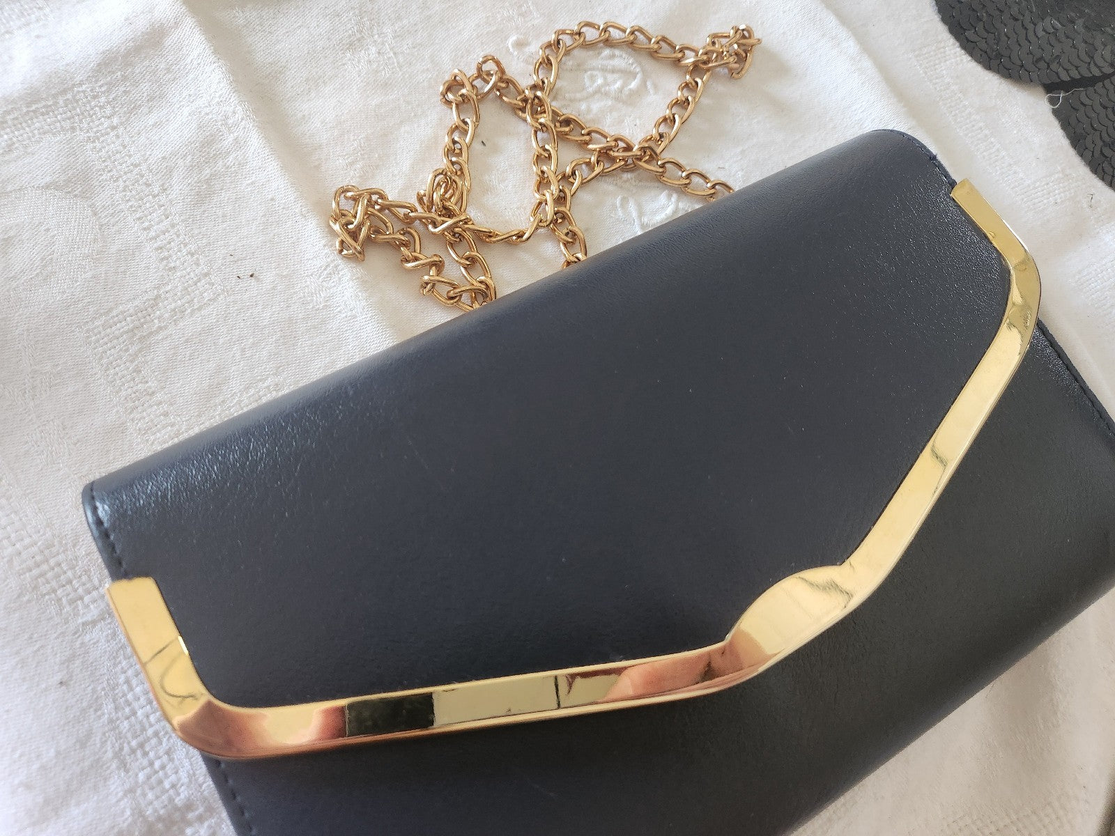 Pochette vintage bleu doré synthetique  Sac à main
