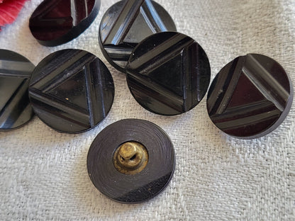 LOT 7 anciens boutons art deco pied laiton motif geometrique 1,5 cm ref 1580