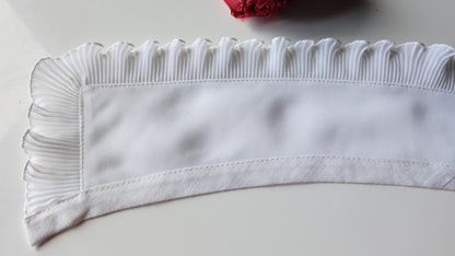 Ancien  col tissu ansparent pourtour plissé blanc froufrou vintage  B1-39