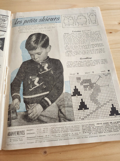 Le petit echo de la mode 1954 n°4  bonnet meunier robes enfants