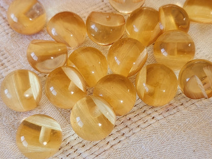 Lot 6 boutons vintage jaune boule strié style Agathe bille 1,6 cm 16 mm ref 6527