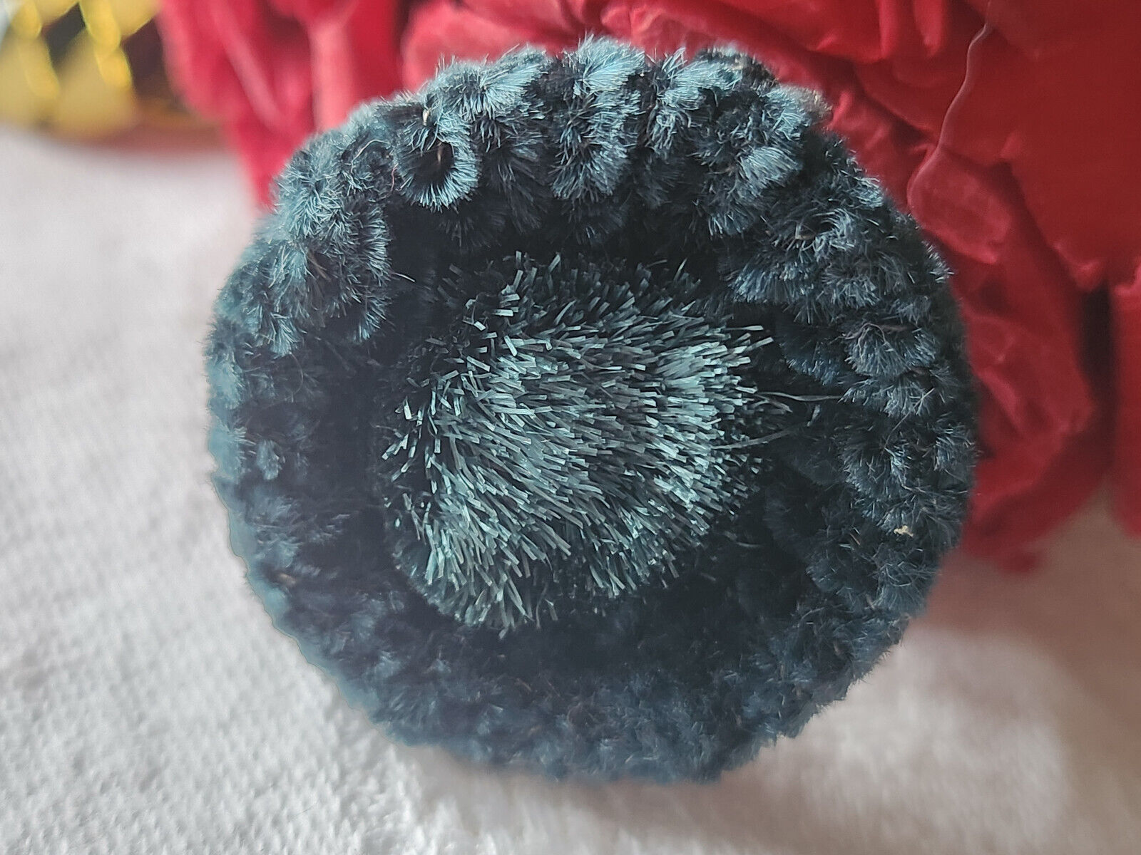 Haute couture gros bouton ancien doudou vert passementerie 3,3 cm G2C