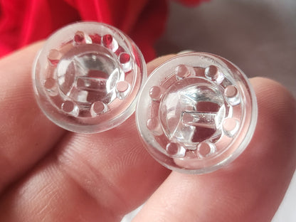 Lot 6 boutons anciens en verre transparent vintage 1,7 cm ou 17 mm  ref 6244 **