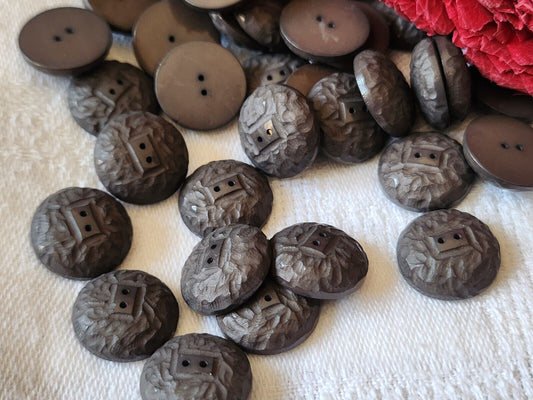Lot 33 boutons vintage gris mat bombé texturé 1,4 cm ref 3073