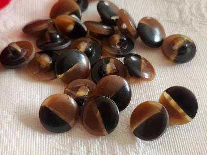 Lot 23 petits boutons vintage marron transparent pied 1,1 cm ou 21 mm ref 6324