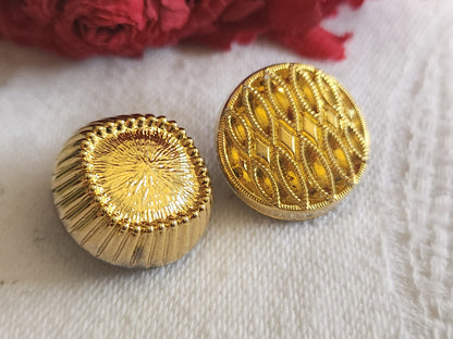 Duo boutons vintage en verre doré pied 1,7 cm G7N