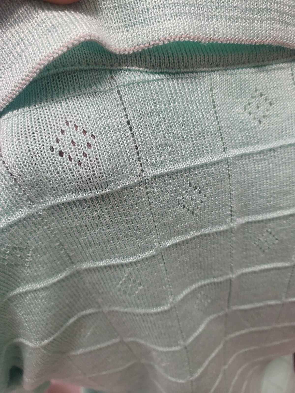 Pur vintage ancien tee shirt vert eau ajouré  petite taille 36/38 B6