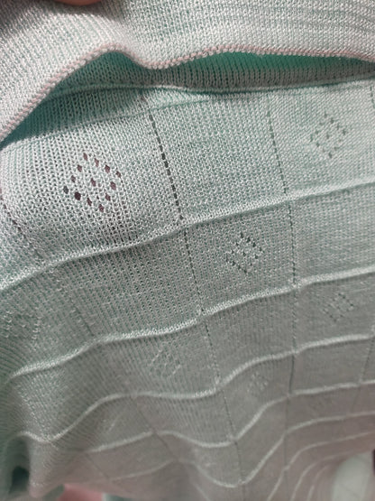 Pur vintage ancien tee shirt vert eau ajouré  petite taille 36/38 B6