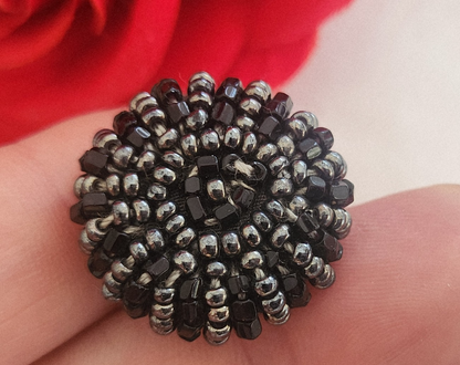 Bouton ancien torsade perle rocaille  main bijoux parurier 2,4 cm ou 24 mm  G3Q