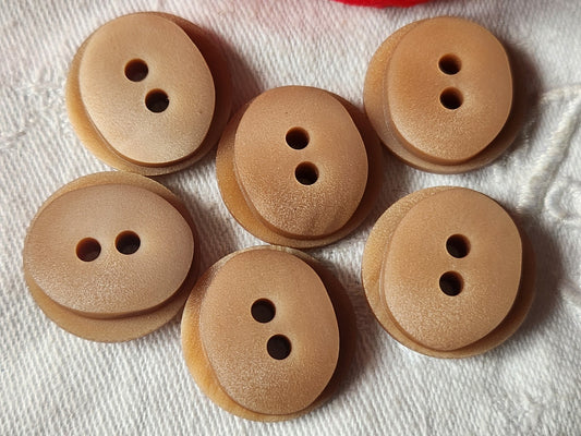 Lot 6 boutons vintage marron mat effet texturé 2,1 cm trou ref 5183